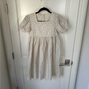 Minimom Girls Ditsy Floral Linen Blend Cottage Core Short Sleeve Dress 11Y 11